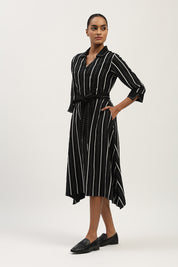 Tape Stripe Dress Black