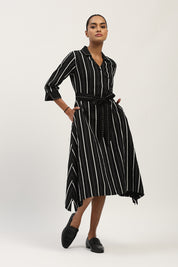 Tape Stripe Dress Black
