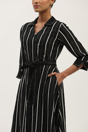 Tape Stripe Dress Black