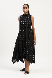 Sequin Dot Long Dress Black