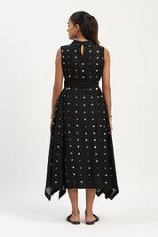 Sequin Dot Long Dress Black