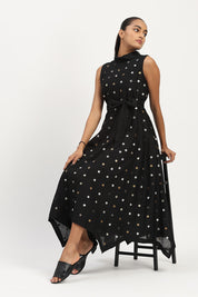 Sequin Dot Long Dress Black