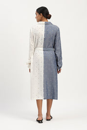 Schiffli Dress Indigo & Ivory