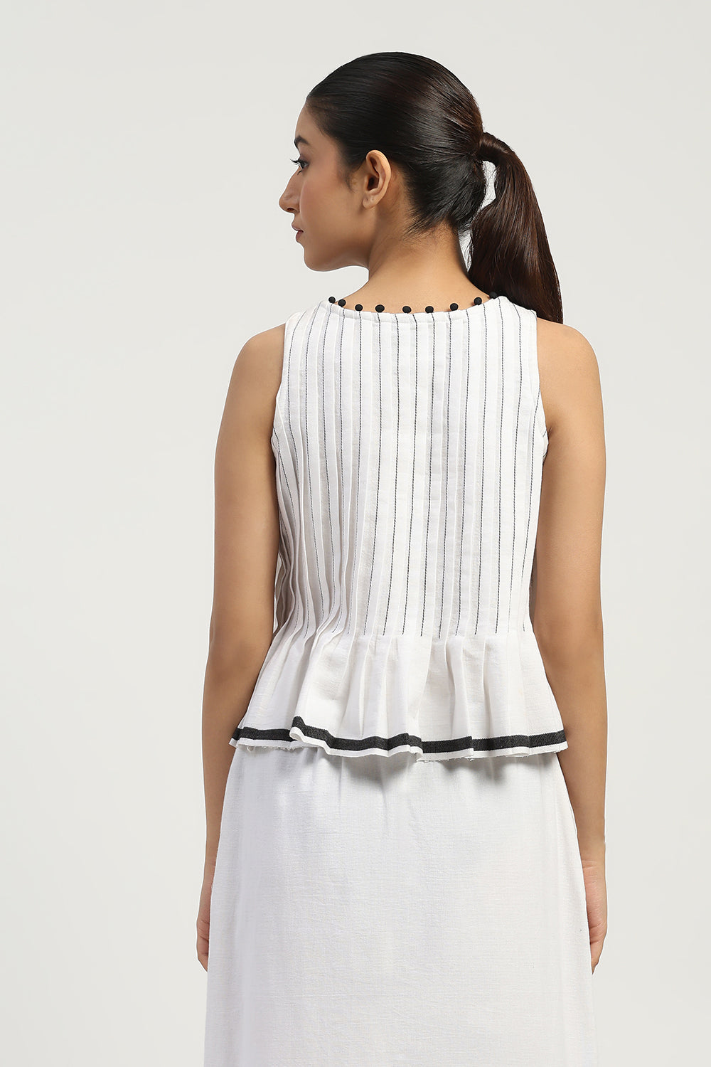Dhoti Border Top Ivory