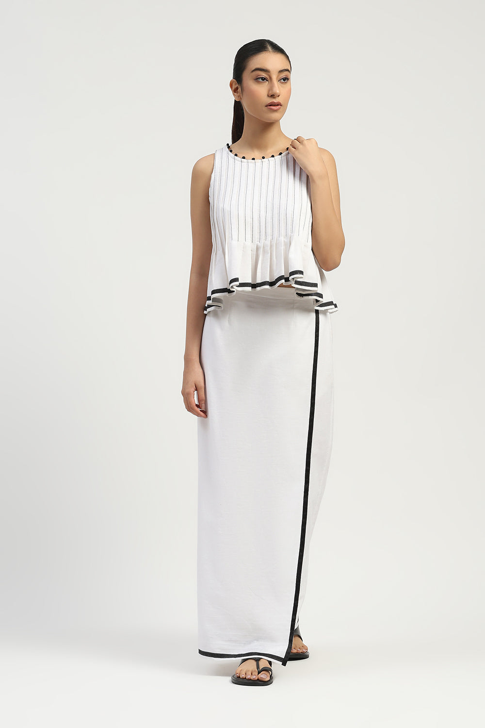 Dhoti Border Top Ivory