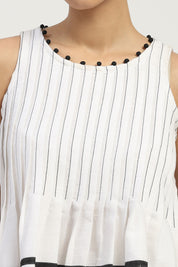 Dhoti Border Top Ivory