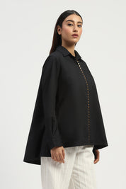 Studs Placket Shirt Black