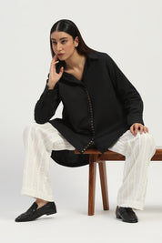 Studs Placket Shirt Black