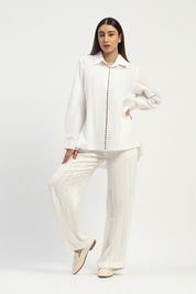 Studs Placket Shirt Ivory