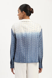 Ombre Stab Stitch Shirt Ivory & Blue