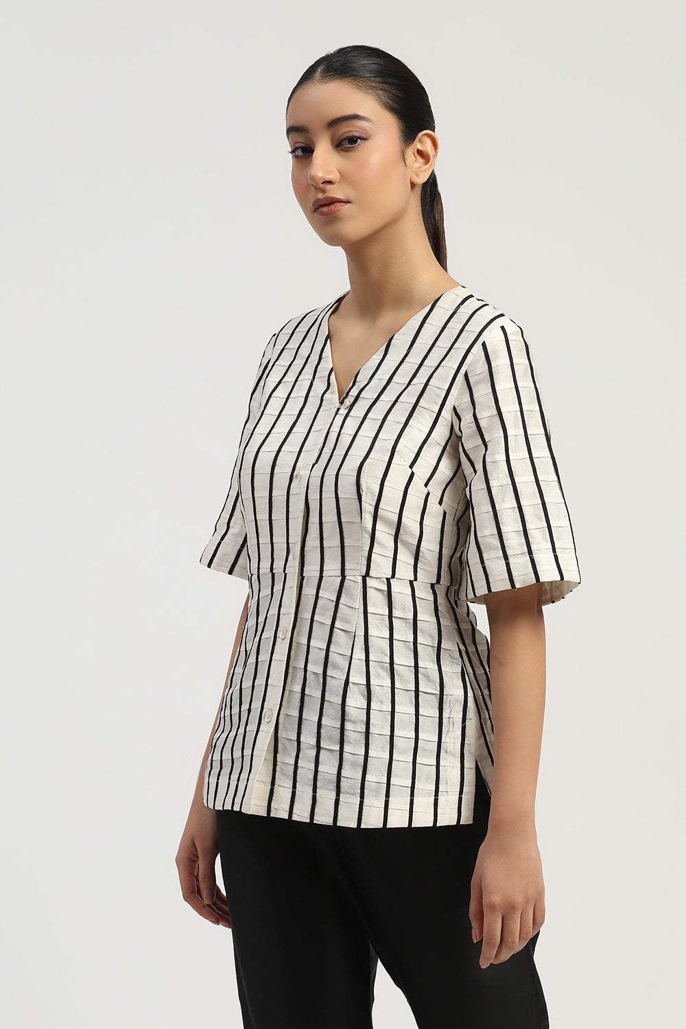 Pleat & Tape Top Ivory