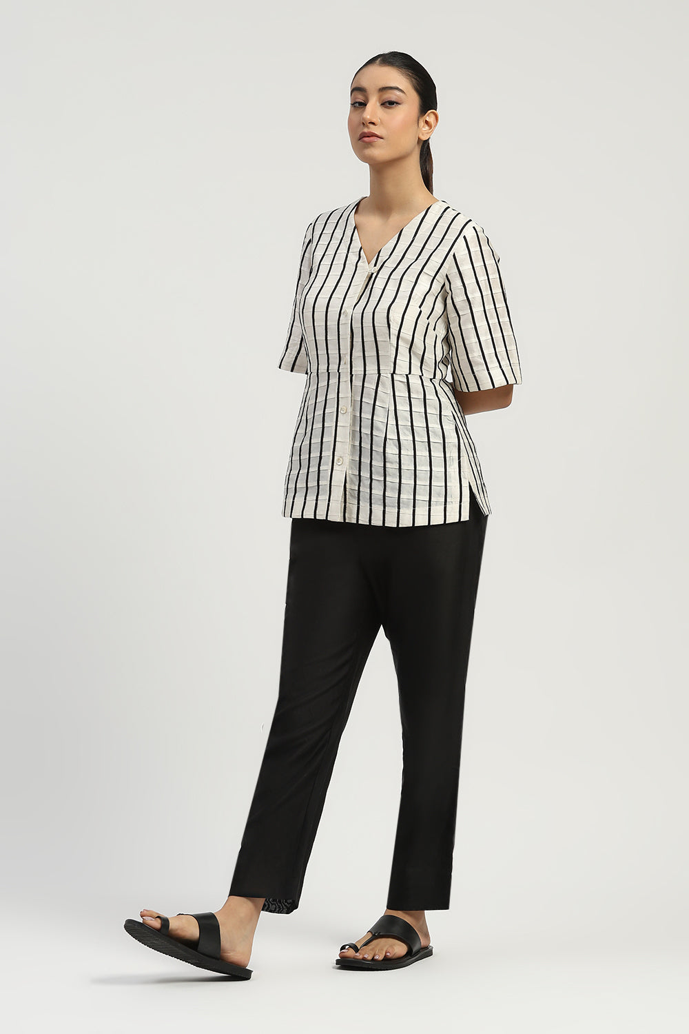Pleat & Tape Top Ivory