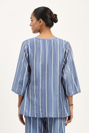 Tape Stripe Top Blue