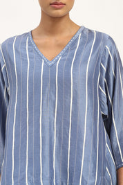 Tape Stripe Top Blue