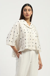 Sequin Dot Top Ivory