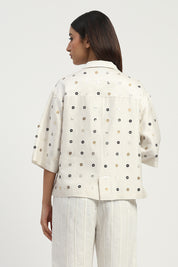 Sequin Dot Top Ivory