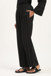 Pleated Linen Trouser Black