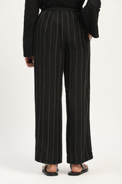 Pleated Linen Trouser Black