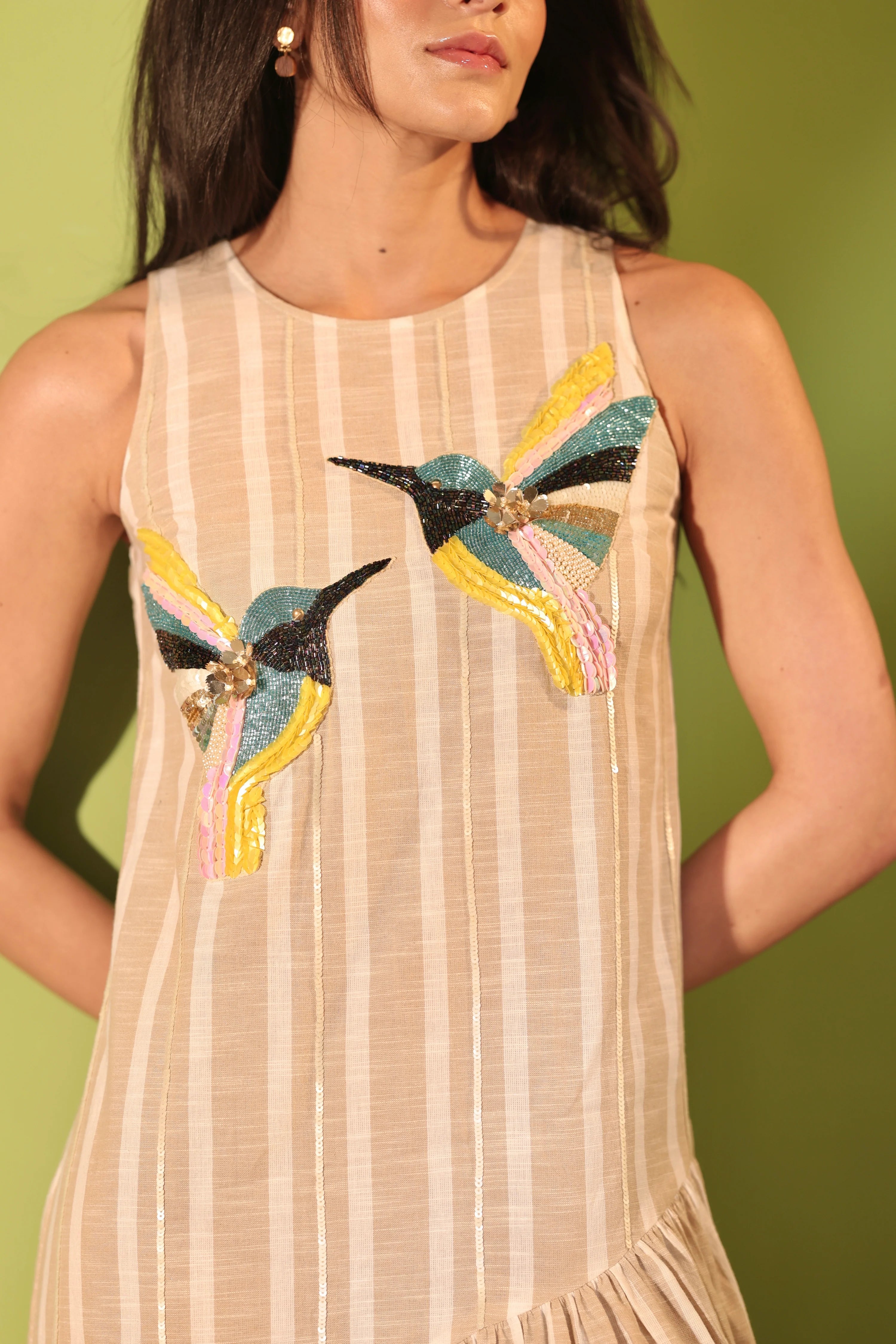 Hummingbird Embellished Midi Dress