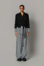 Black Map With Strips Coat Set