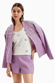 Purple Denim Jacket and Shorts