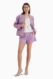 Purple Denim Jacket and Shorts