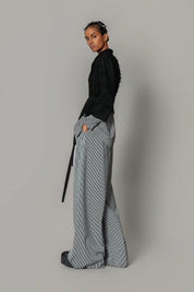 Black Map With Strips Coat Set