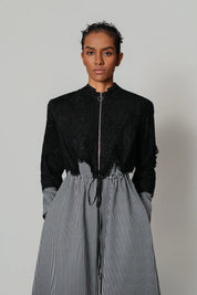 Black Map With Strips Long Dress