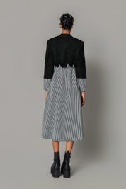 Black Map With Strips Long Dress
