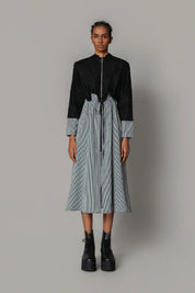 Black Map With Strips Long Dress