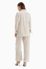 Beige Cotton Shirt Panel Set