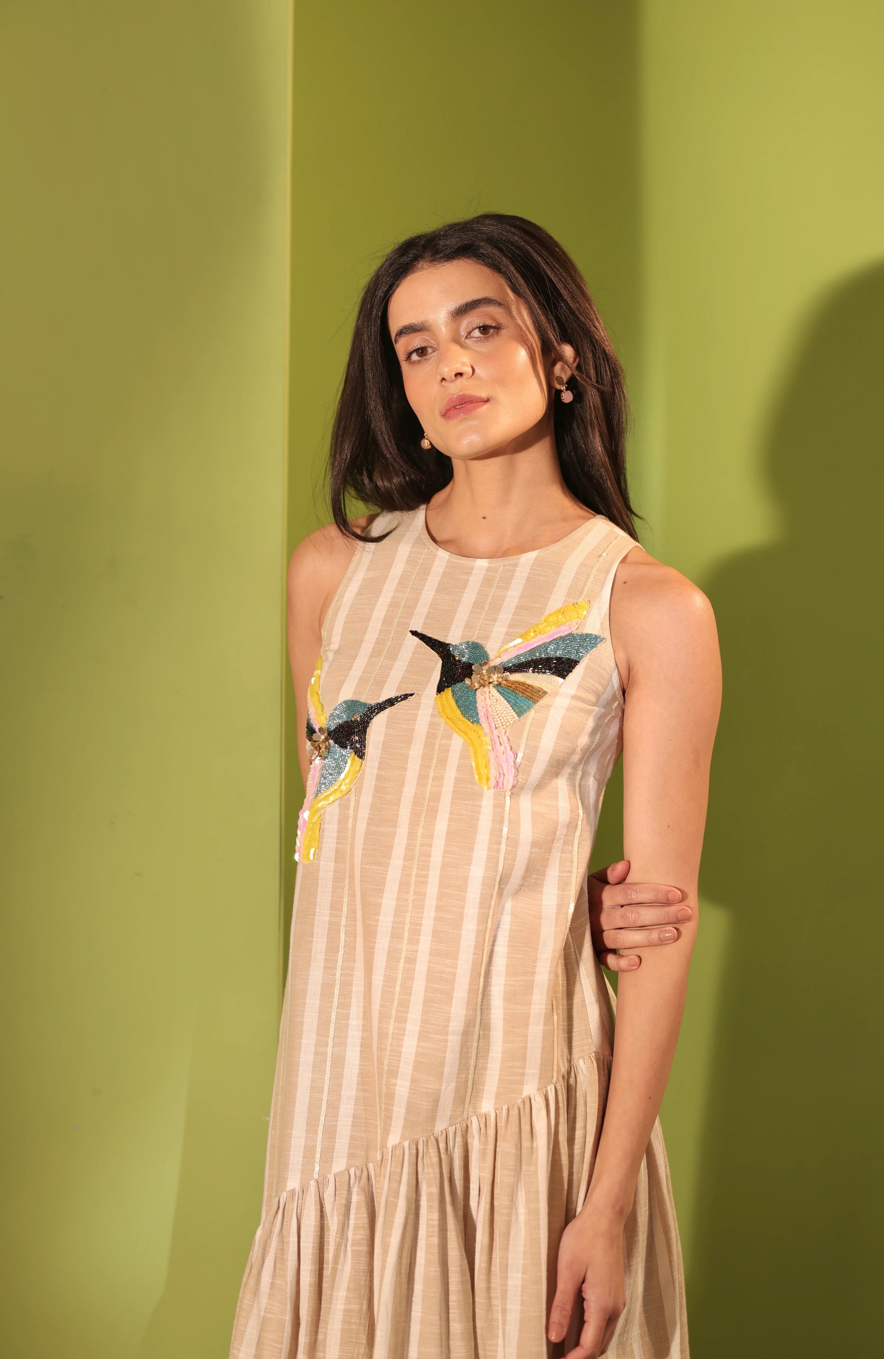 Hummingbird Embellished Midi Dress