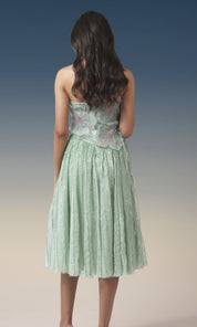 Mint Floral Strapless Midi Dress