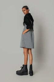 Black Map With Strips Short Dress