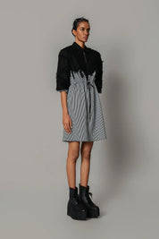 Black Map With Strips Short Dress