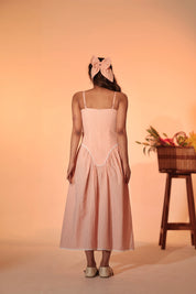 Peach Gingham Sunset Midi Dress