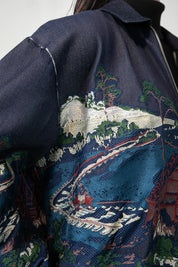 Indigo Wave Craft Applique Bomber