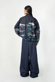 Indigo Wave Craft Applique Bomber