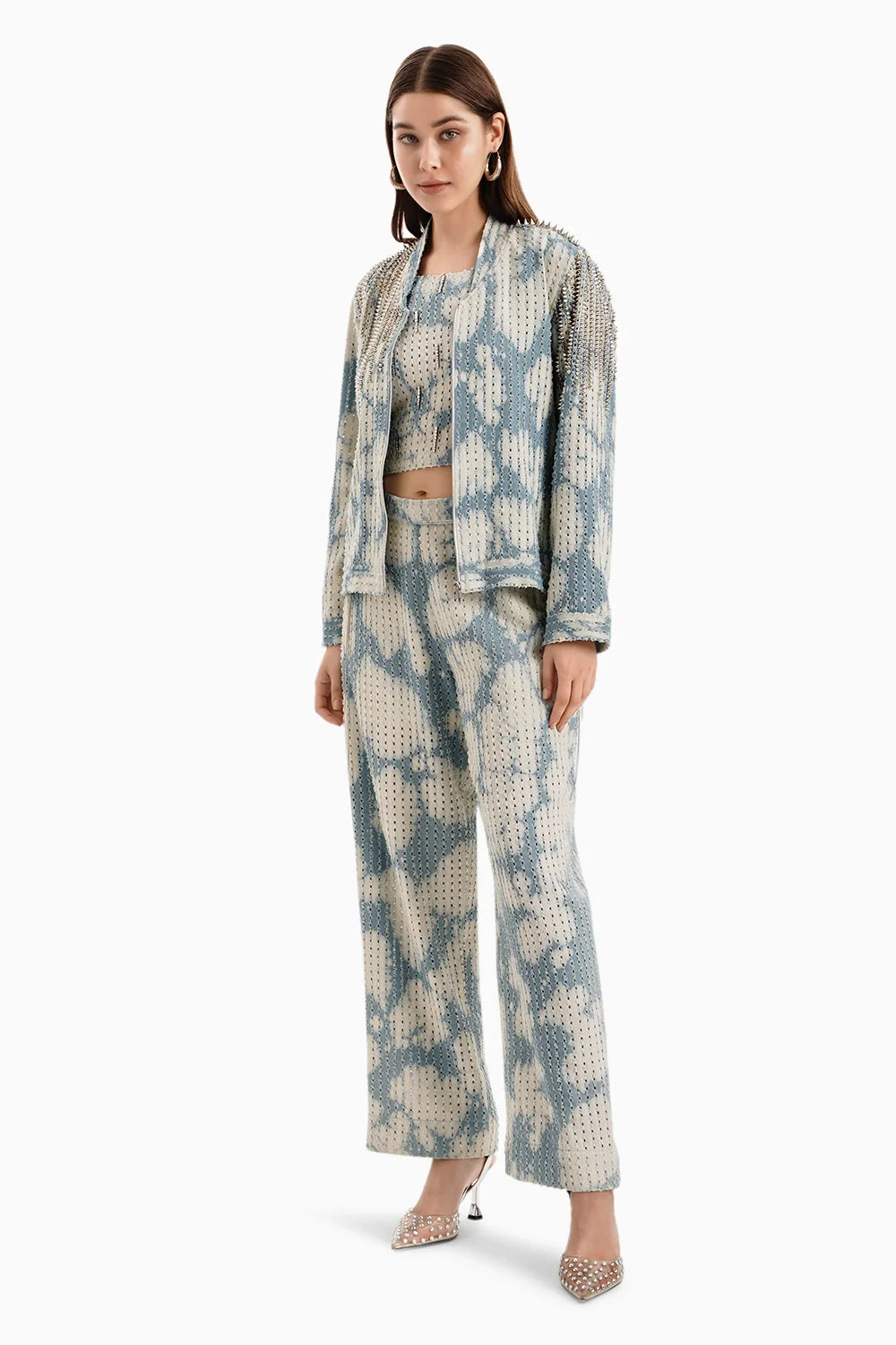 Cloud White Denim Jacket With Pants