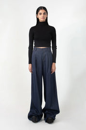 Indigo Wave Crafts Pleated Straight Fit Denim