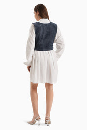 Dark Denim Bib With White Shirt Dress