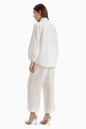 Cotton Medium White Curve Panel Shirt Set