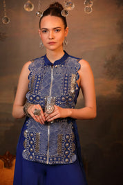 Royal Blue Designer Cape & Pallazo Set