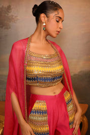 Magenta Organza Cape Set