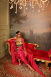 Magenta Organza Cape Set