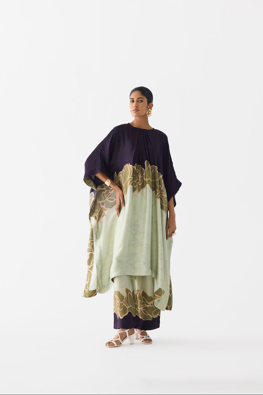 Green Alba Kimono Kurta & Pants
