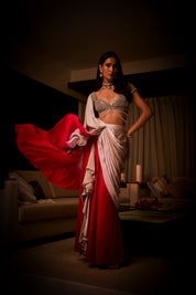 Pure Silk Satin Pre Draped Saree