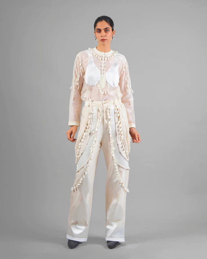 Cord Fringe Top & Drape Tassel Trouser Set