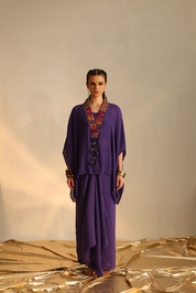 Purple V Poncho Boho Twin Set