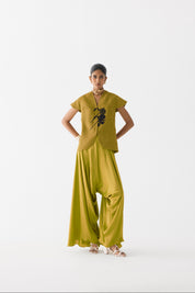 Black Tiger Lily Waist Coat & Dhoti Pants